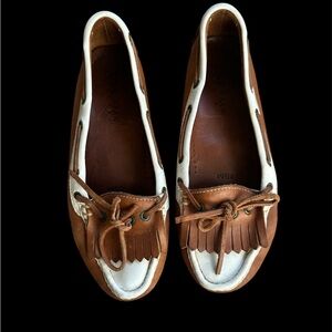 Cole Haan Tan and White Moccasins